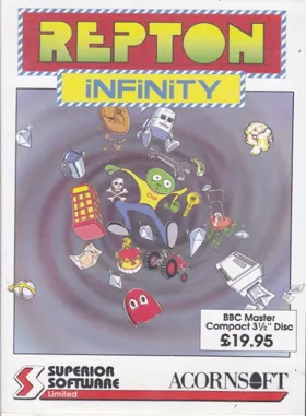 Repton Infinity (1988)(Superior Software-Acornsoft)[datadisk] box cover front